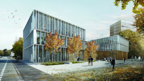 Neubau des Fachbereichs Maschinenbau und Energietechnik (ME) am Campus Wiesenstraße, Technische Hochschule Mittelhessen Der geplante Neubau des Fachbereichs Maschinenbau und Energietechnik am Campus Wiesenstraße der Technischen Hochschule Mittelhessen präsentiert sich als dreigeschossiger Baukörper im Südwesten und im Nordosten mit einem zweigeschossigen mittleren Gebäudeteil mit großzügiger Dachterrasse. Ein gemeinsames Foyer im Erdgeschoss und Kommunikationsflächen im ersten Obergeschoss teilen den Baukörper in zwei gleichwertige Gebäudeteile.