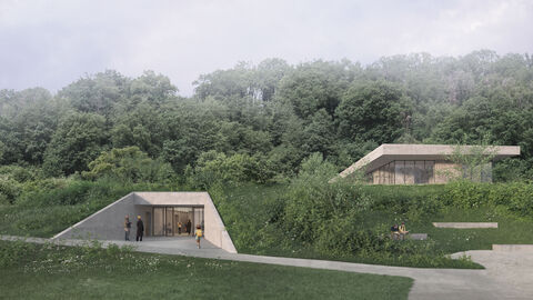 Erstplatzierter Entwurf für den Neubau Forschungszentrum Keltenwelt am Glauberg Im Bild ist der erstplatzierte Entwurf für den Neubau Forschungszentrum Keltenwelt am Glauberg zu sehen.
