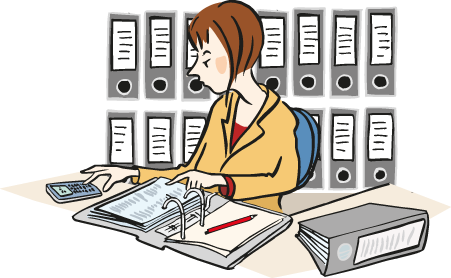 Buero-Arbeit-2 Eine Frau arbeitet in einem Büro.